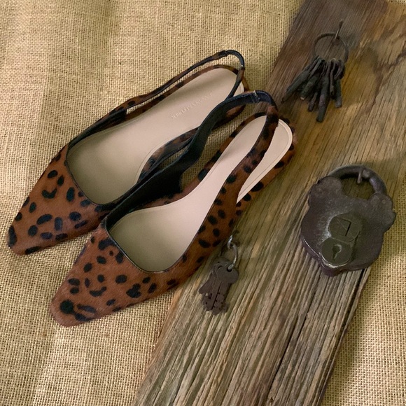 Banana Republic Shoes - Banana Republic pony hair leopard sling back flats